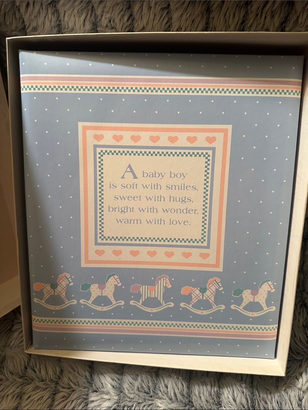 Vintage New in Box Baby Boy Memory Book Keepsake Album Rocking Horse